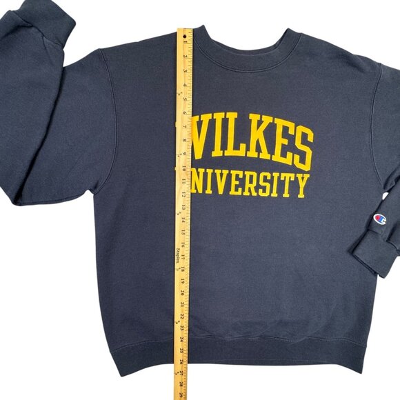 Wilkes University Sweatshirt Mens Large L Navy Blue Champion Crewneck Pullover - Picture 7 of 8